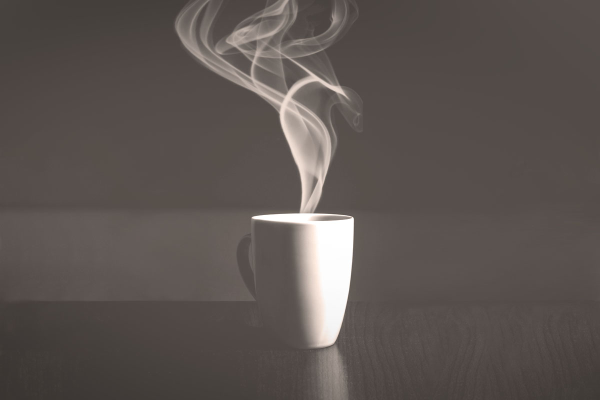 Steaming Coffee Cup B&W