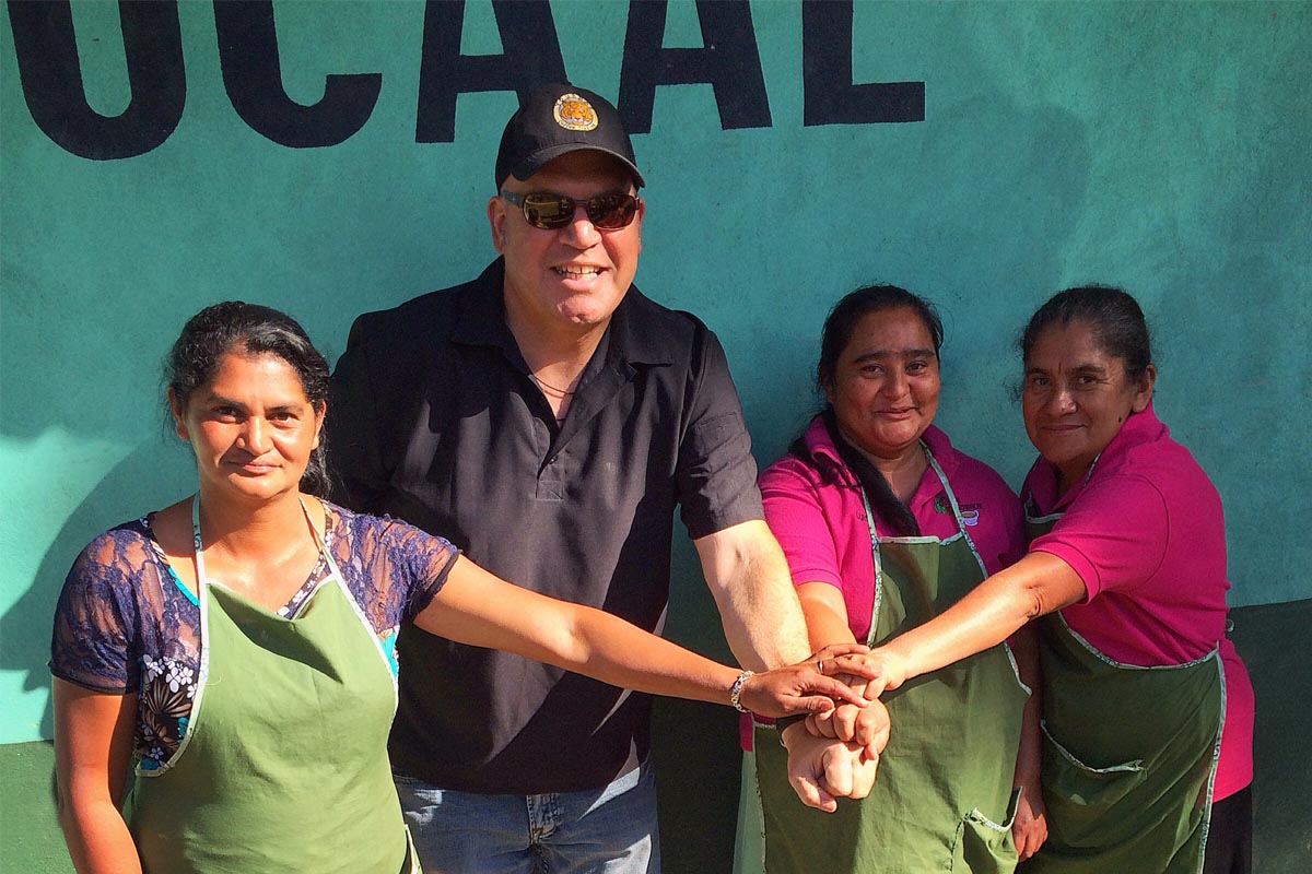 Andrew Vournas meeting with female coffee roasters in Honduras