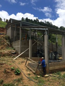 A coffee wash plant built into the hillside of a coffee farm in Honduras